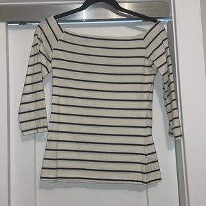 Square Neck Stripe 3/4 Sleeve Top